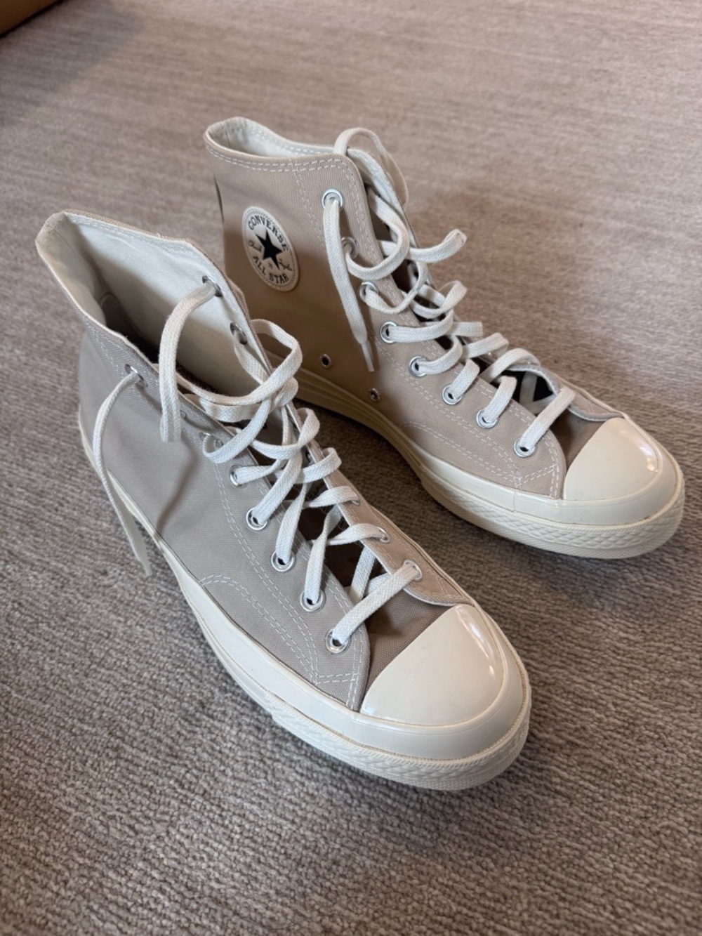 Converse High Top Sneakers in Light Taupe and White